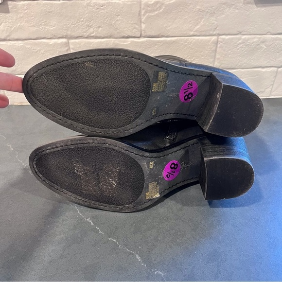 Arturo Chiang sz 8.5 black leather western style heeled ankle booties - Picture 13 of 16